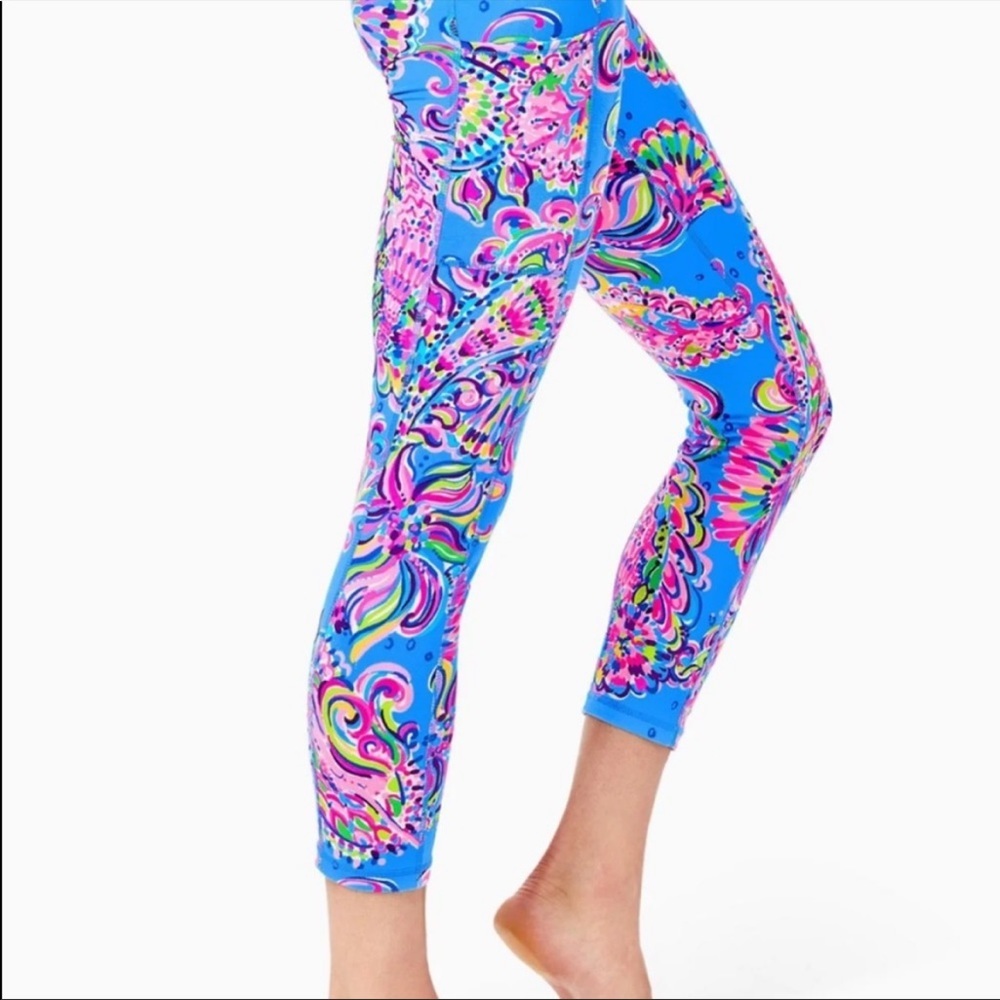 Lilly Pulitzer Mermaid Grotto UPF 50 Luxletic Weekender Midi Legging NWT Large